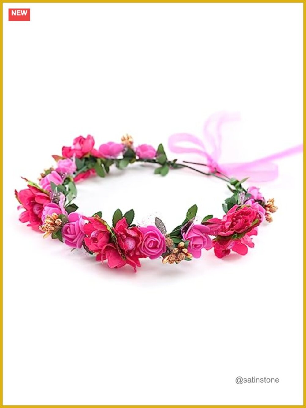 Boho Flower Crown Adjustable Floral Headband Wedding Bridal Headpiece